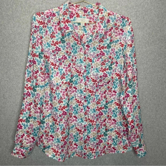 Charter Club Linen Floral Roll Tab Button Down Top - Picture 4 of 9